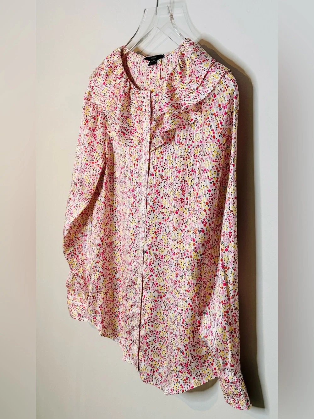 J.Crew Ruffle Field Day Floral Print Ivory Pink Blouse Shirt Top NWT